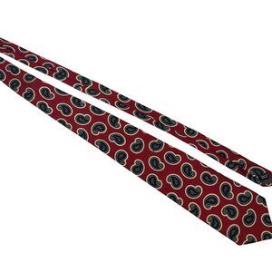 Vintage Robert Talbott Paisley Silk Tie Red & Green Hand Sewn For Jim Herron Ltd